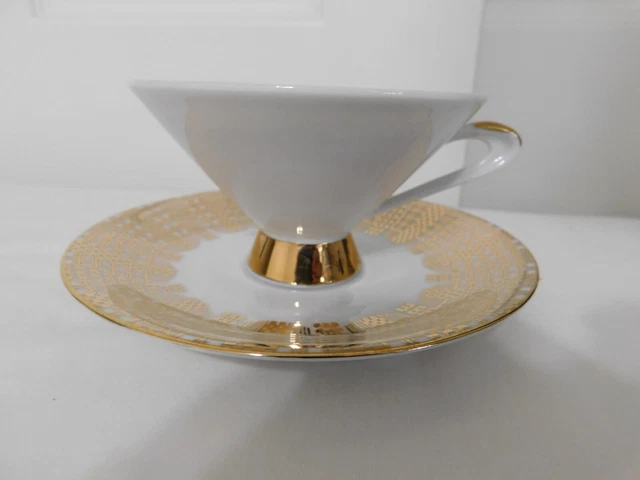 Vintage Winterling Tea Set Cup Saucer Rose / Green Gold Made in Germany 1950's Vintage Winterling Tea Set Cup Saucer Rose / Green Gold Made in Germany 1950's