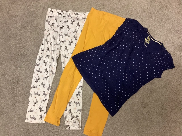 Girls outfit bundle leggings & t shirt zebra polka dots spotty orange age 4-5y