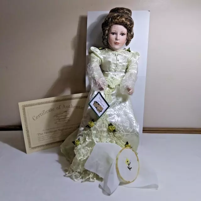 The Heritage Signature Collection Emma Porcelain Face Doll COA Victorian #12370