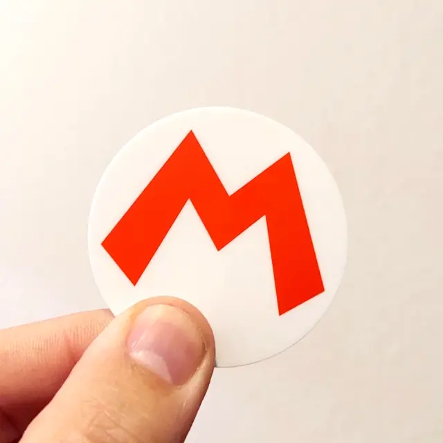 Super Mario Bros "M" Letter Bright Red Logo 2" Round Circle Vinyl Sticker Decal