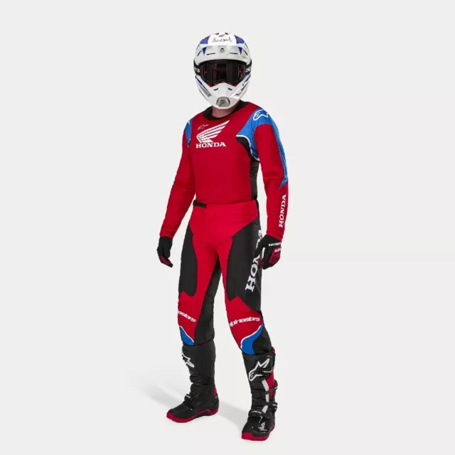 Completo Cross Enduro Maglia Pantaloni Alpinestars Honda Racer Iconic Rosso Nero