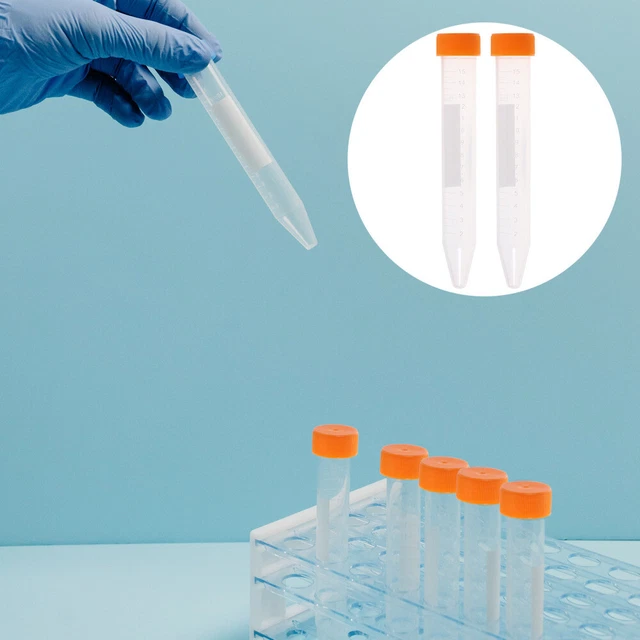 50 Pcs Laboratory Test Tube Centrifuge Tube Sample Containers Plastic Pipe