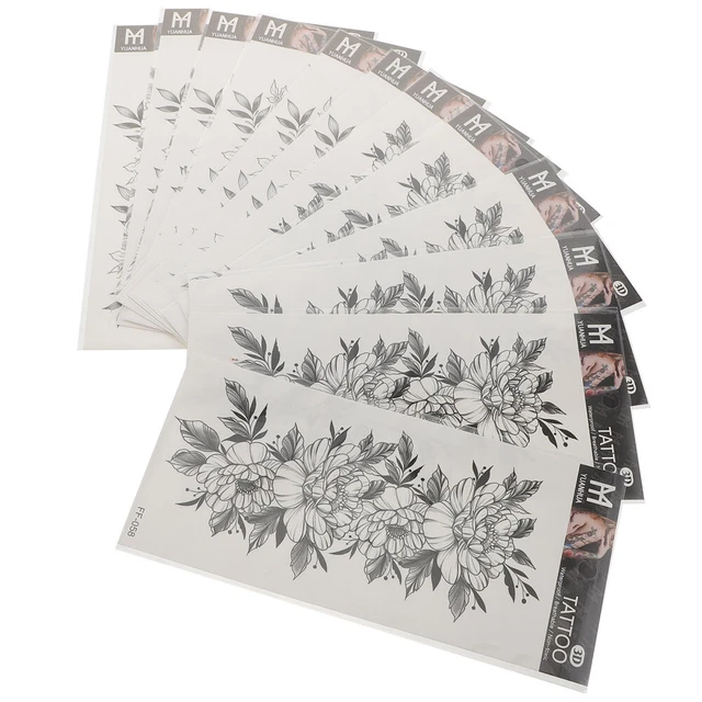 12 Pcs Demi-bras Tatouage Stickers Décalcomanies De Fleurs Délicat