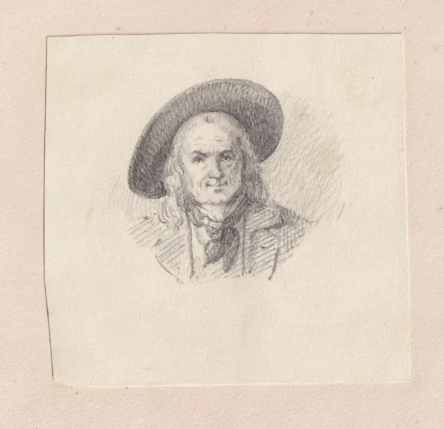 Antiguo Mann Antiguo Man Sombrero Tiene Retrato Dessin Dibujo 1830