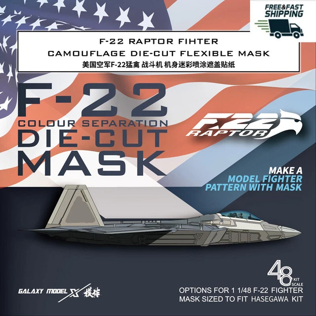 Galaxy D48042 F-22 RAPTOR FIGHTER CAMOUFLAGE DIE-CUT FLEXIBLE MASK