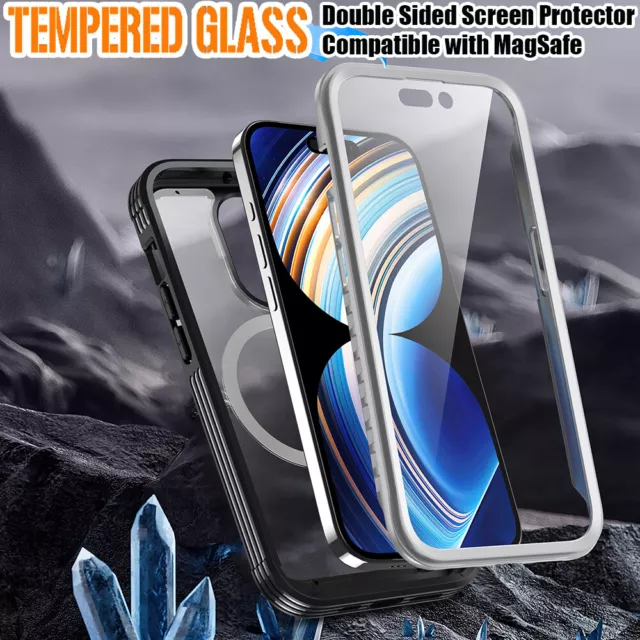 Double Sided Screen Protector Glass Case with MagSafe for iPhone 15 Pro Max Plus