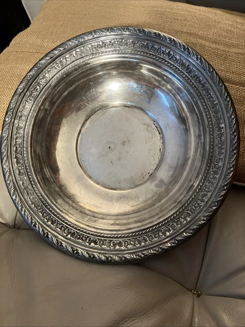 VINTAGE WALLACE SILVER Plate Rose Floral Trim Bowl/Candy Dish