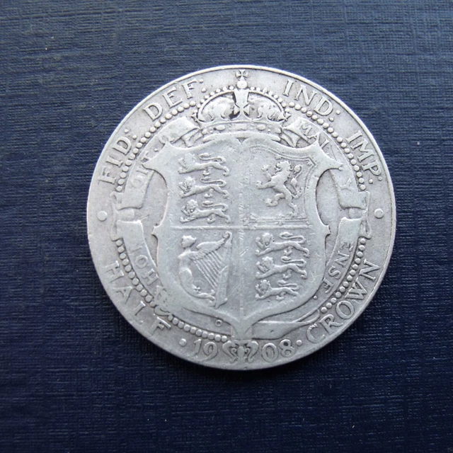 1908 Half Crown King Edward VII .925 Sterling silver coin