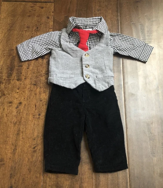 Carters Baby Boy Outfit with Pants, Bodysuit, Vest & Tie