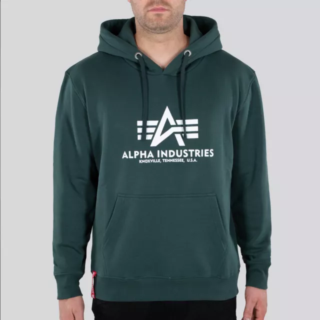 Alpha Industries Pullover con Cappuccio Uomo Base Felpa Navy Verde 178312-610
