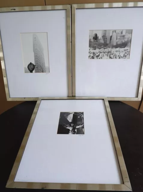 Fabulous set of Three Framed Signed Black & White Photographs New York - Fajardo