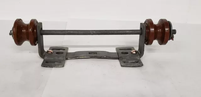 Vintage Brown Porcelain Insulator 2-Wire Spool Aerial Pole Mount Holder Rack