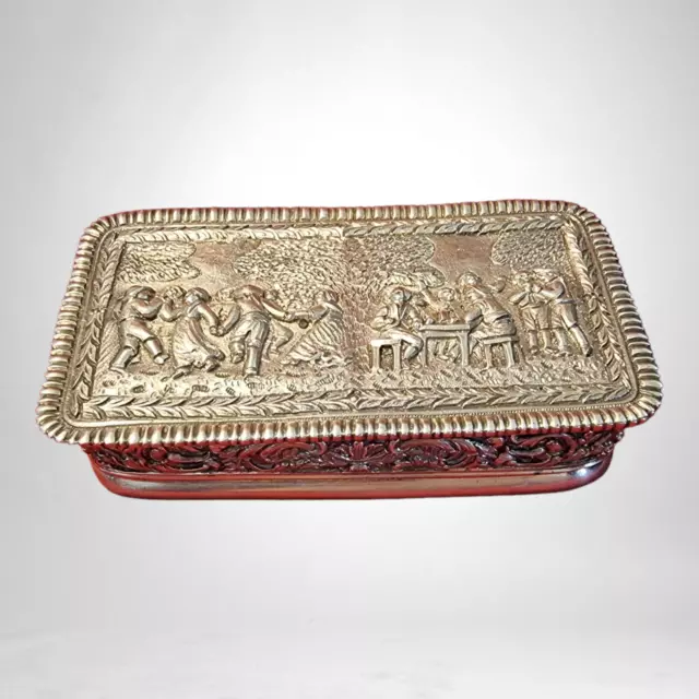 833% Antique Portuguese Silver Jewelry Box 526 Grs