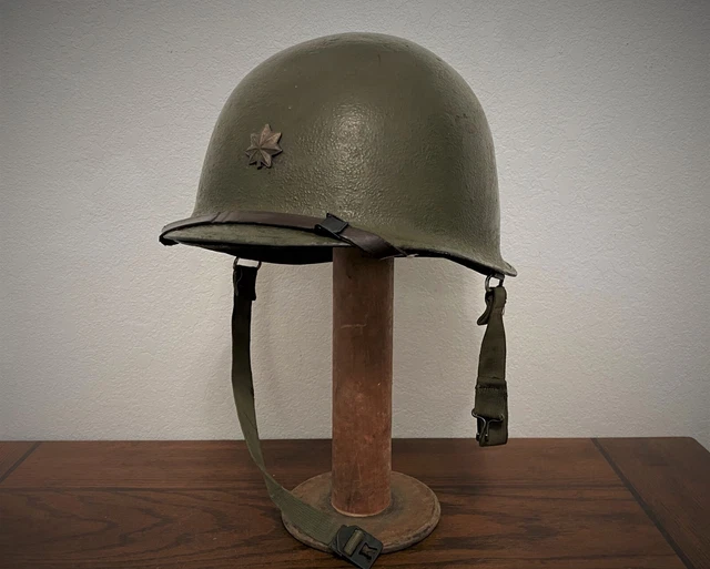 ORIGINAL WWII KOREAN WAR ERA US M1 HELMET w SOLDERED MAJOR RANK ...