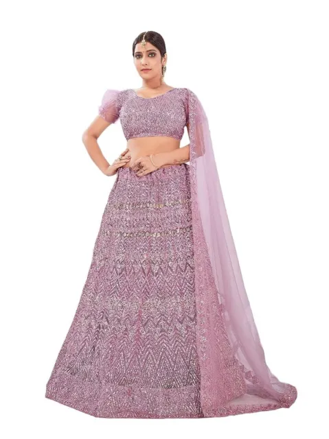 Lehenga Choli Bollywood Sari Designer Party Wear Wedding Pink Lehenga Saree
