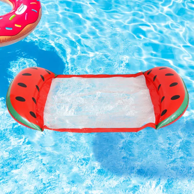 Foldable Floating Water Hammock Lounger Inflatable Pool Air Mattress(Watermelon)