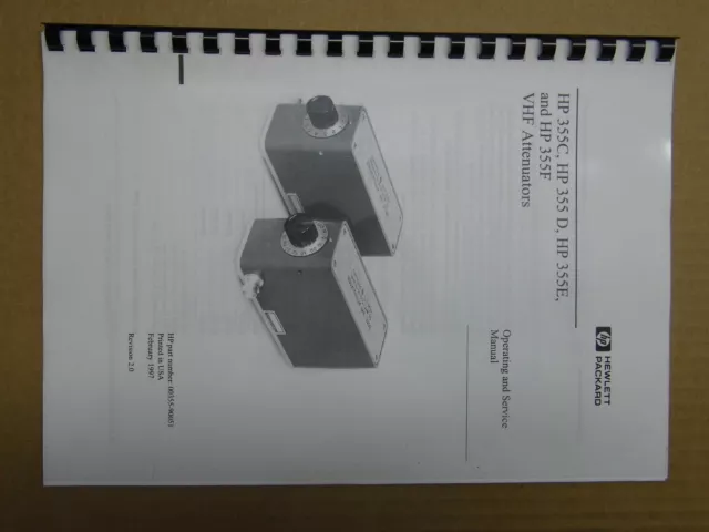 manuel Operating & service manual HP 355 C/D/E/F VHF Attenuators (en anglais)