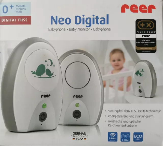 Reer 50040 Babyphone Neo Digital Abhörsicher Strahlungsarm 250 m Reichweite Weiß