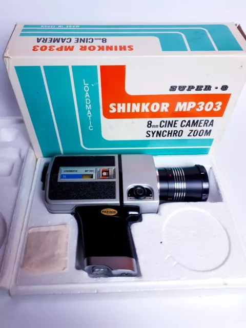 Loadmatic Cine Camera Super 8 SHINKOR MP 303 + Scatola Videocamera Vintage