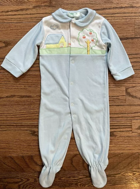 Vtg Tiny Tots Original Footed Sleeper Pajamas Baby Boy M 11-17 lbs Blue Ducks