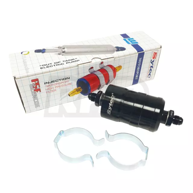 Sytec Motorsport In-Line 'Bullet' Fuel Filter With An6 -6 Fittings [Black]