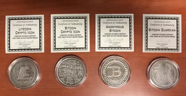 COMPLETE SET! 1 oz .999 Silver Anonymous Mint Antique Crypto Icon Rounds