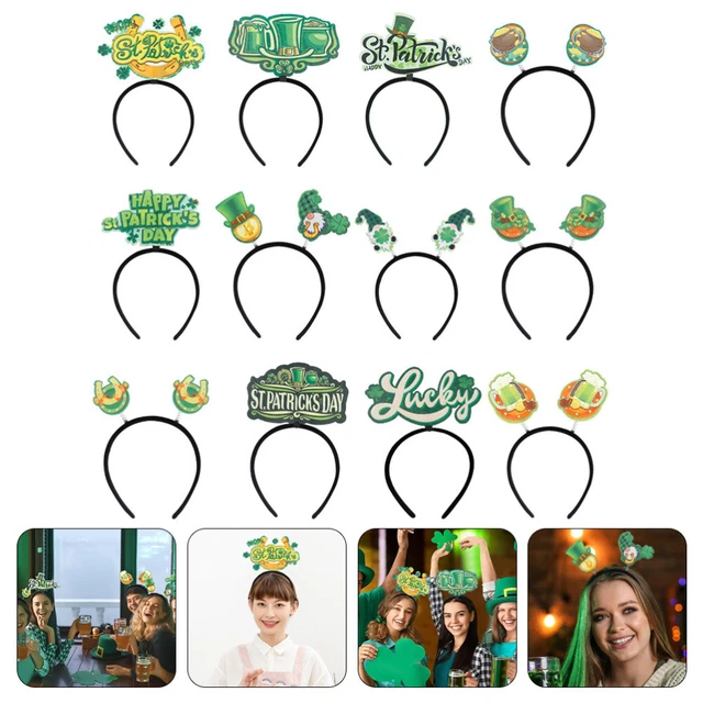12 piezas diademas Irish Day neumáticos para el cabello artículos de fiesta señorita