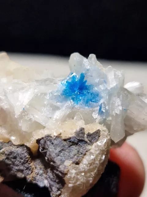 Minerale@ Cavansite Su Stilbite 13,86  Gr  Cristalli Naturali India Reiki