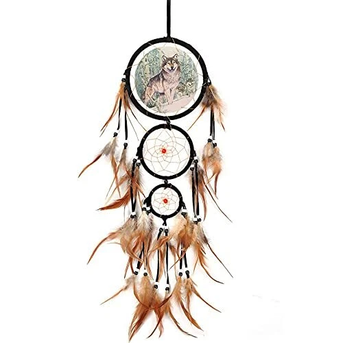 Wolf Dream Catcher Big Authentic Wall Decor Real for Bedroom Boys Girls Kids ...