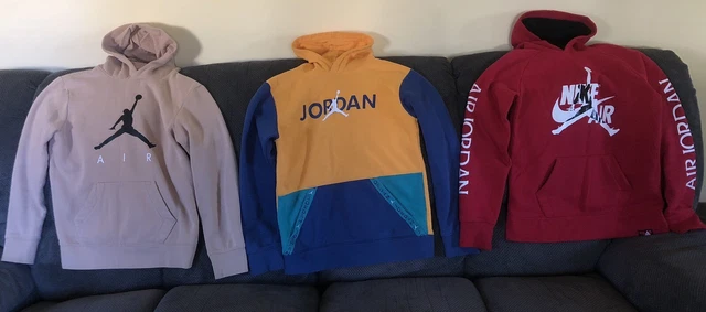 Nike Air Jordan Youth Large (12-13) Sweater Hoodie Red, Yellow And Blue, Beige