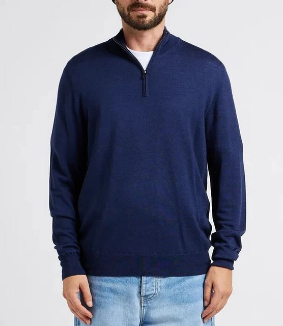 Pull Hackett GMD Haut De Gamme - Laine Mérino Et Soie, Taille S, Bleu, Neuf Avec étiquettes