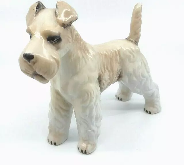 Porcelain Schnauzer Wire Fox Terrier Dog Vintage Figurine Korea 5.5"X6.5"