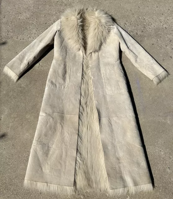 Vintage 90s Real Suede Faux Fur Penny Lane Coat Size Large