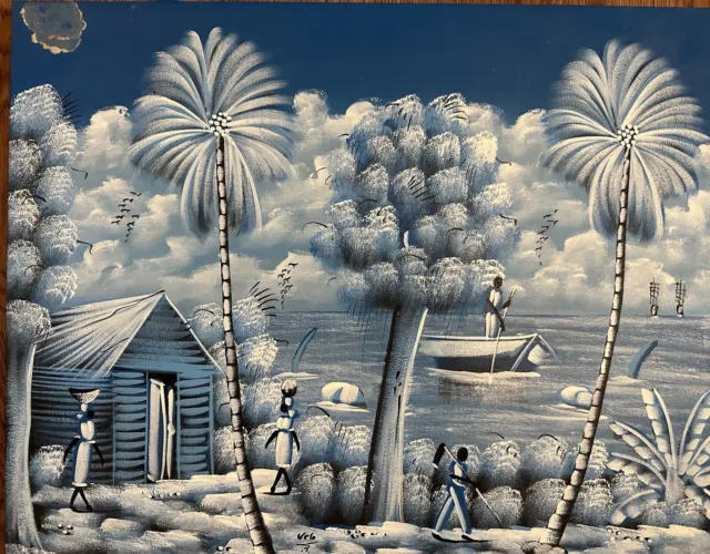 Original Ocean Painting- Haitian Painter- 28” X 19” - Ethnic-signed Beach