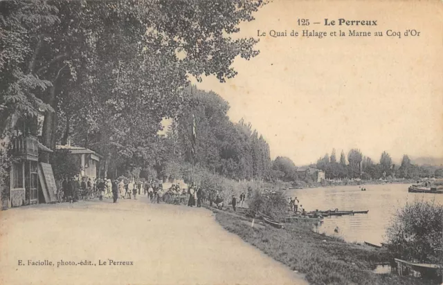 Cpa 94 Le Perreux / Le Quai Du Halage Et La Marne Au Roq D'or