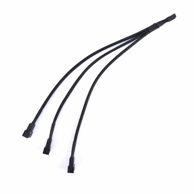 4 PIN PWM Fan 1 To 3 Ways Splitter Black Sleeved Extension Cable 20WR 4-pin-pwm-fan-1-to-3-ways-splitter-black-sleeved-extension-cable-20wr
