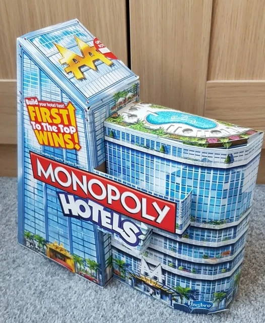 HASBRO MONOPOLY HOTELS Board Game Build Your Hotel Fast 2012 Complete 8