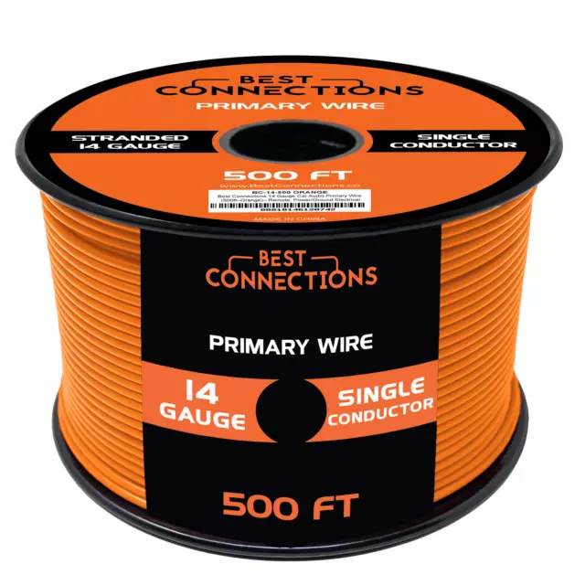 14 Gauge Car Audio Primary Wire (500ft–Orange)– Remote, Power/Ground Electrical