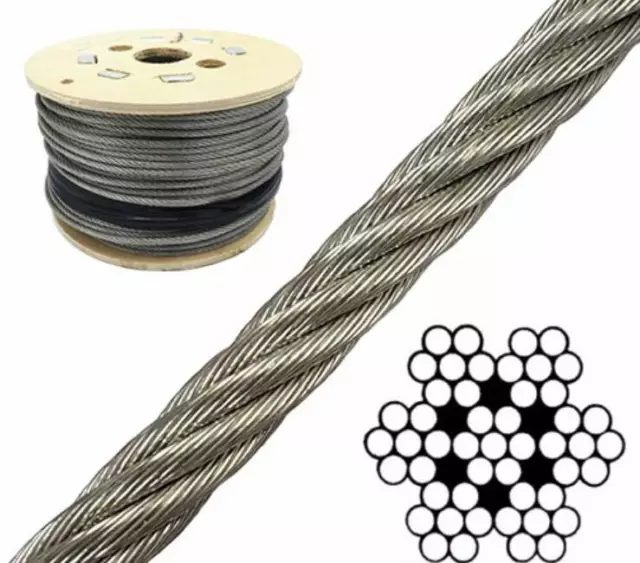 3mm 4mm 5mm 6mm 8mm 10mm 12mm 13mm GALVANISED Steel Wire Rope Cable Rigging Wire