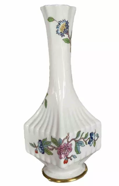 Aynsley Pembroke Fine English Bone China 7" H Bud Vase, Birds and Flowers