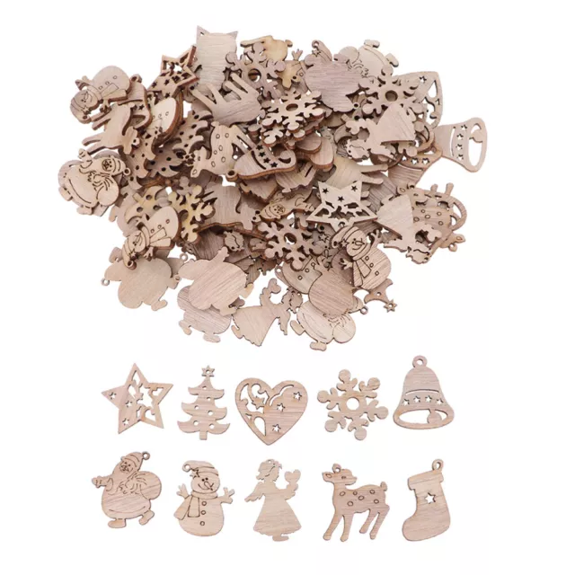 150 piezas Árbol de Navidad Decoración Mini Regalos Colgante de madera Decoraciones de madera