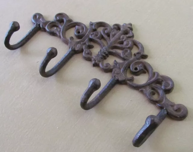 Vintage Country Kitchen Cast Iron 12" Utensil Hooks