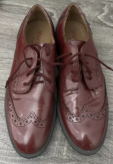 Start-Rite Burford Dark Red Patent Leather Brogue Shoes Girls Size UK 2 F