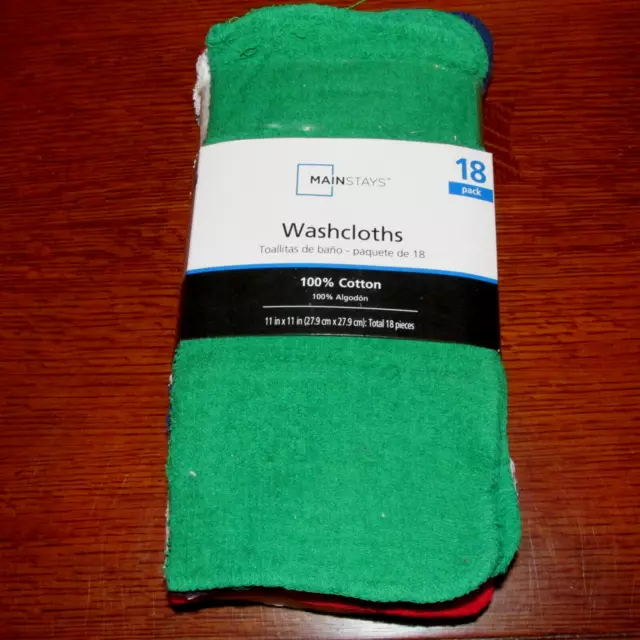 Mainstays Cotton Washcloth Bundle Collection, 24 Pack, New Primary