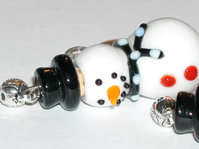 1pc Glass Christmas Snowman Lampwork oil perfume small little pendant BOTTLE BLK