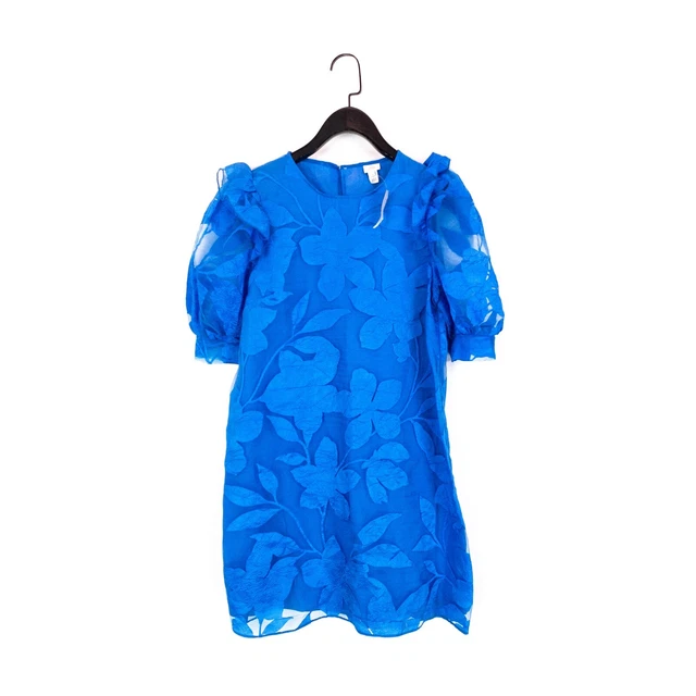 Mini abito blu organza floreale River Island manica gonfia - taglia 10 - NUOVO