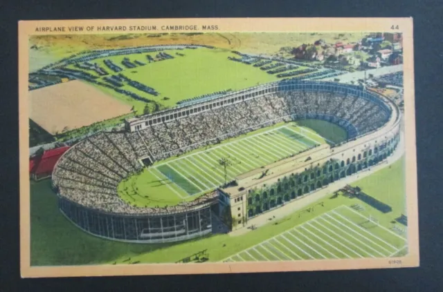 Airplane View of Harvard Stadium Cambridge MA Posted Linen Postcard