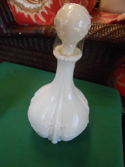 Outstanding Vintage Victorian Milk Glass ANTIQUE TOILET WATER Stoppered BOTTLE
