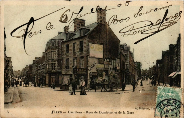 CPA AK FLERS Crossroads of Domfront and Station (868645)
