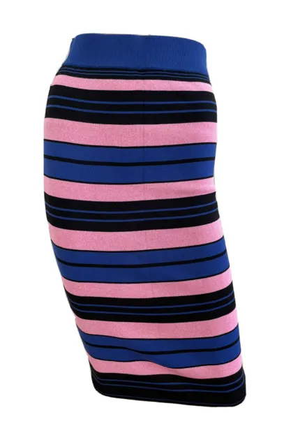 Topshop Pink Blue Stripe High Waist Midi Pencil Skirt Uk 8 Eu 36 Us 4 Xs Bnwt